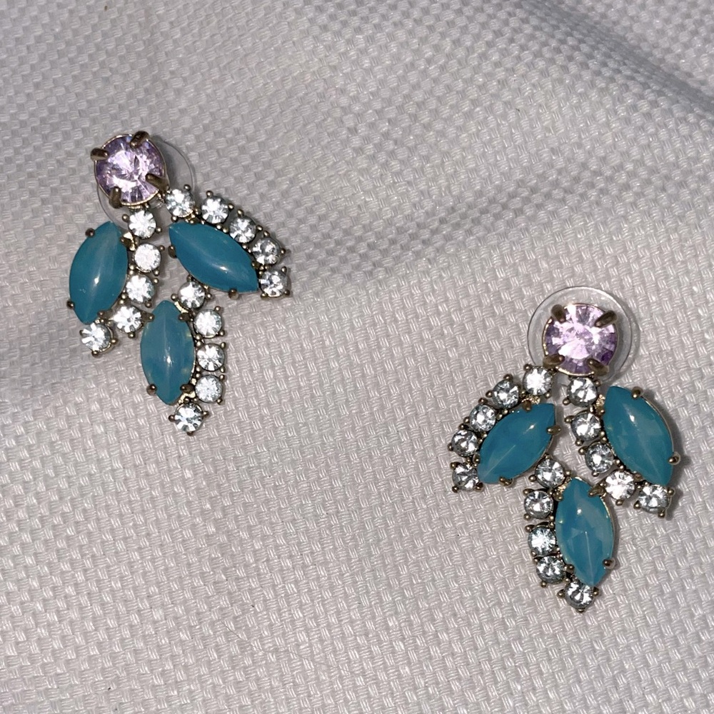 JCrew turquoise and white gem earrings